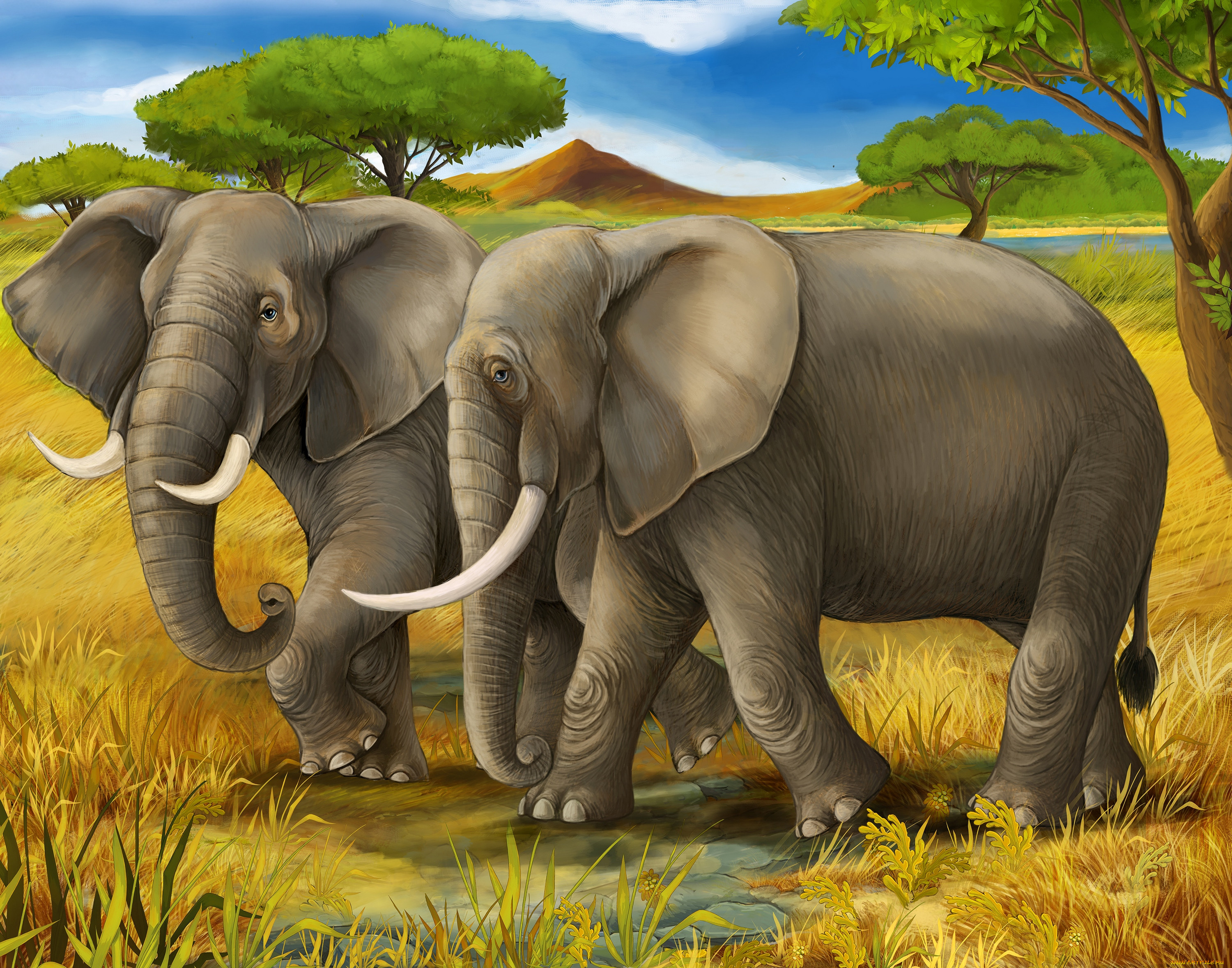 Картинка для детей слонёнок в Африке